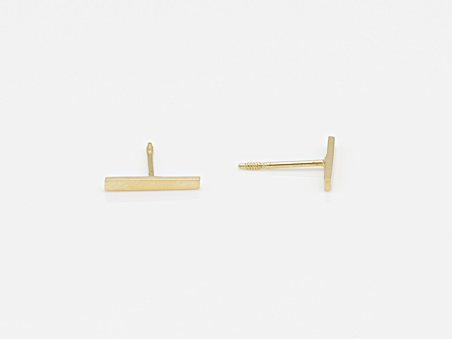 14k solid Yellow Gold Bar Earrings