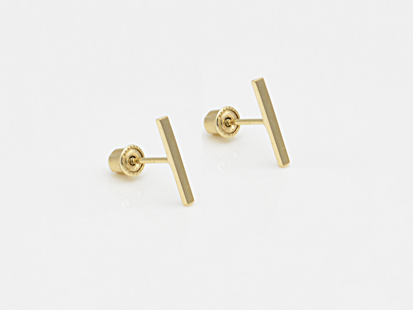 14k solid Yellow Gold Bar Earrings
