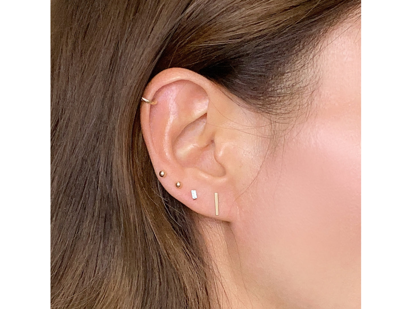 14k solid Yellow Gold Bar Earrings