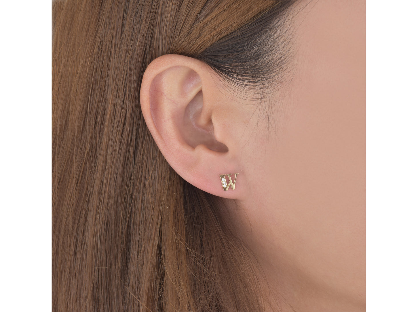 14K Initial Letter Alphabet Stud Earrings A-Z any Alphabet