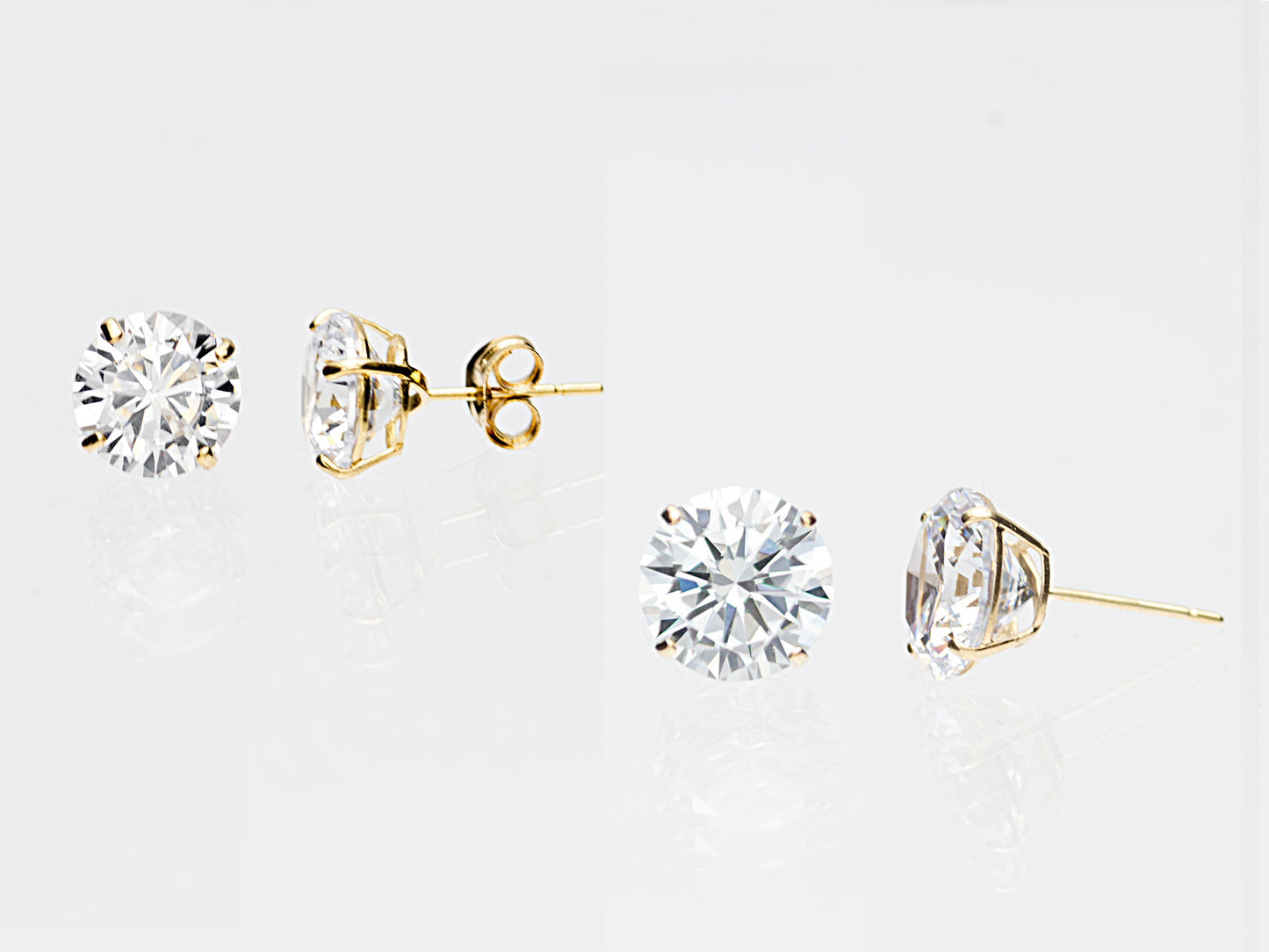 14K Solid Yellow Gold/ White Gold Stud Earring