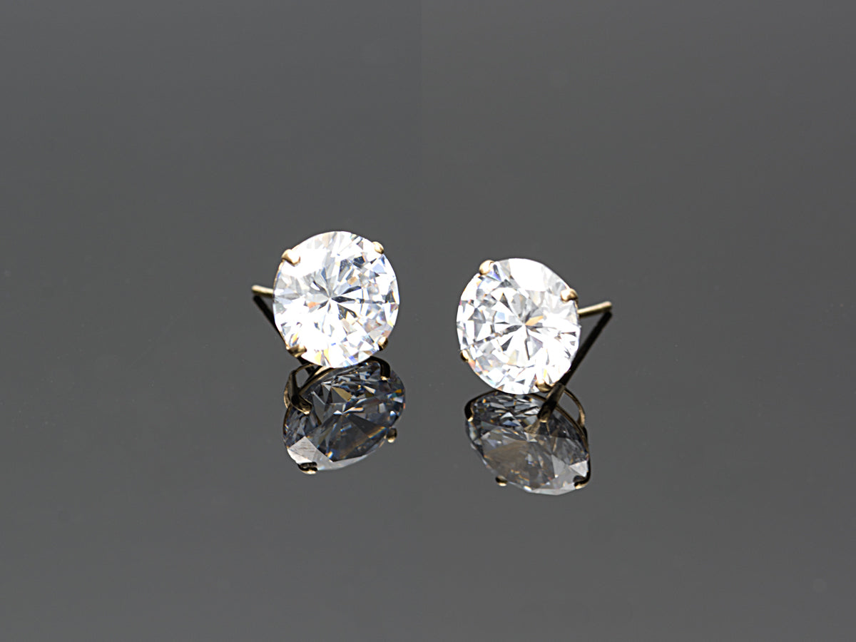 14K Solid Yellow Gold/ White Gold Stud Earring