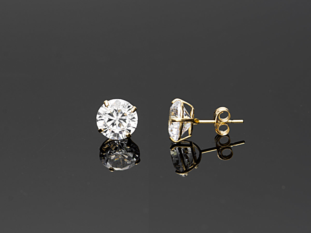 14K Solid Yellow Gold/ White Gold Stud Earring