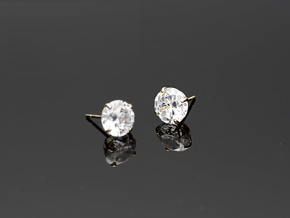 14K Solid Yellow Gold/ White Gold Stud Earring