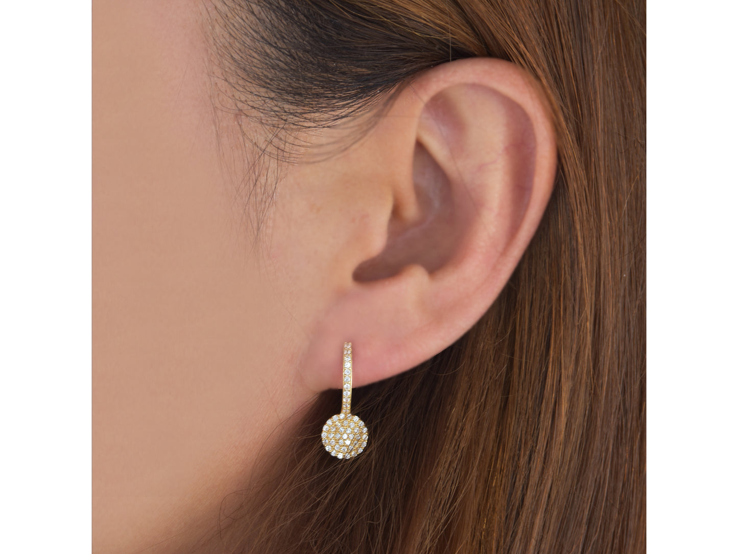 14K solid gold fastened disk earring