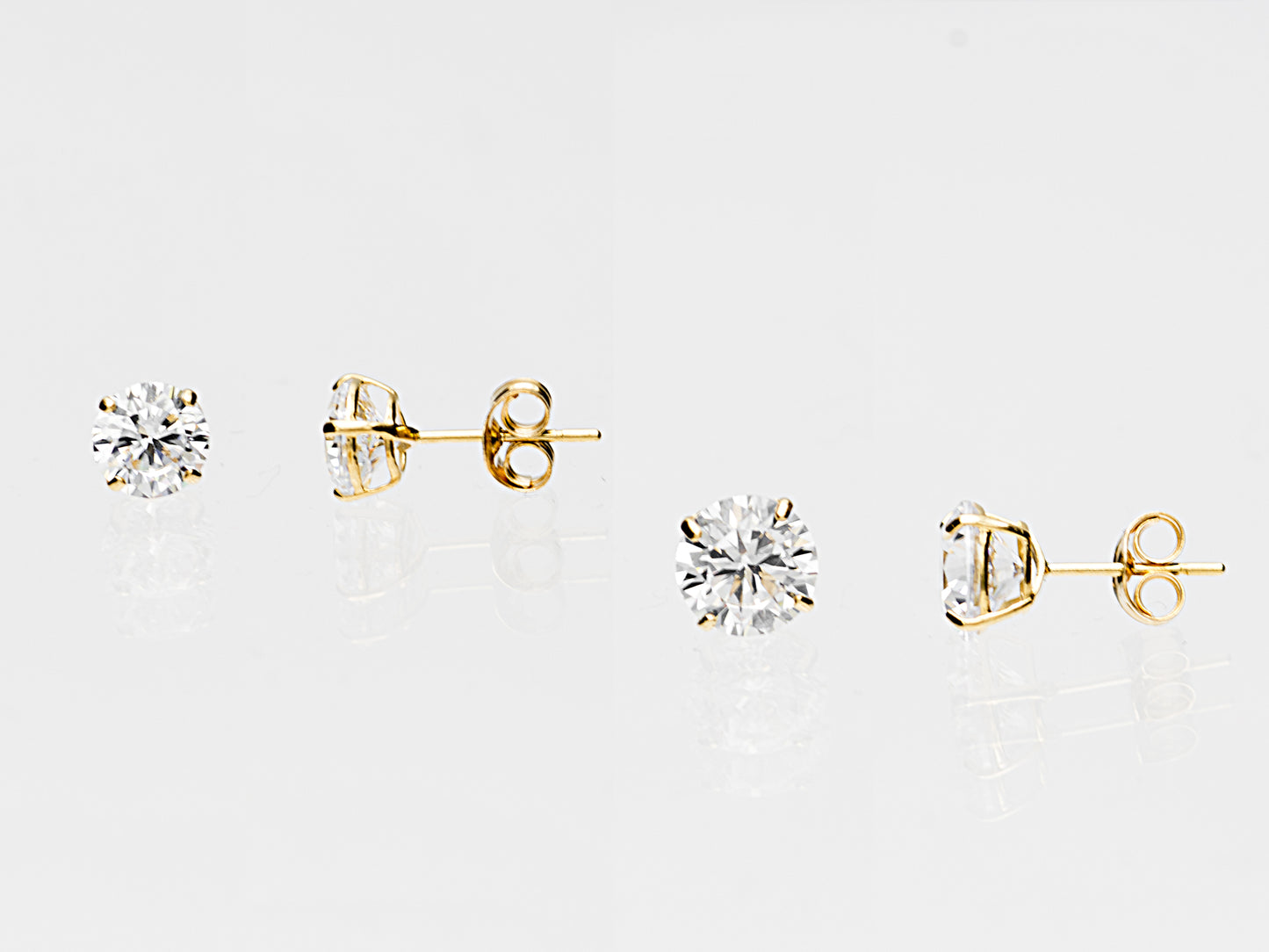 14K Solid Yellow Gold/ White Gold Stud Earring