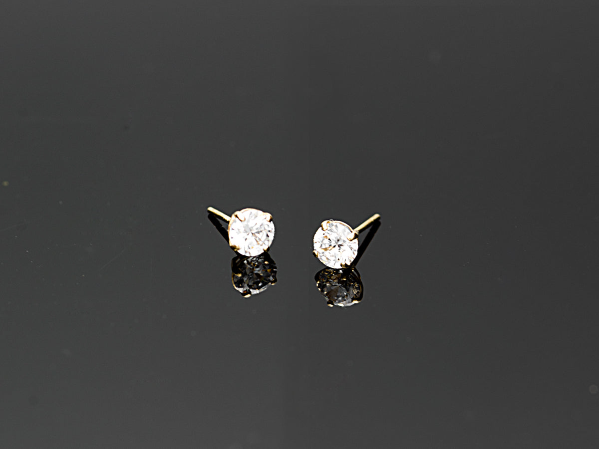 14K Solid Yellow Gold/ White Gold Stud Earring