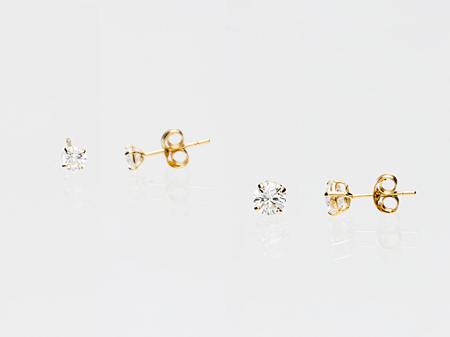 14K Solid Yellow Gold/ White Gold Stud Earring