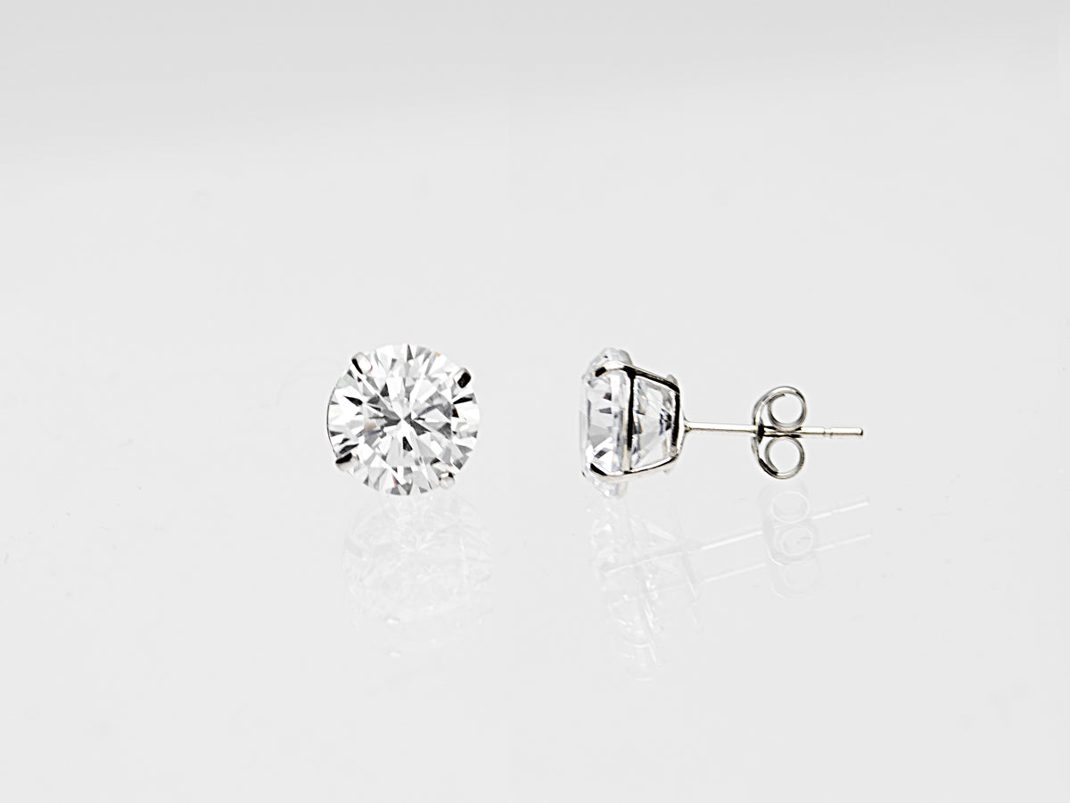14K Solid Yellow Gold/ White Gold Stud Earring