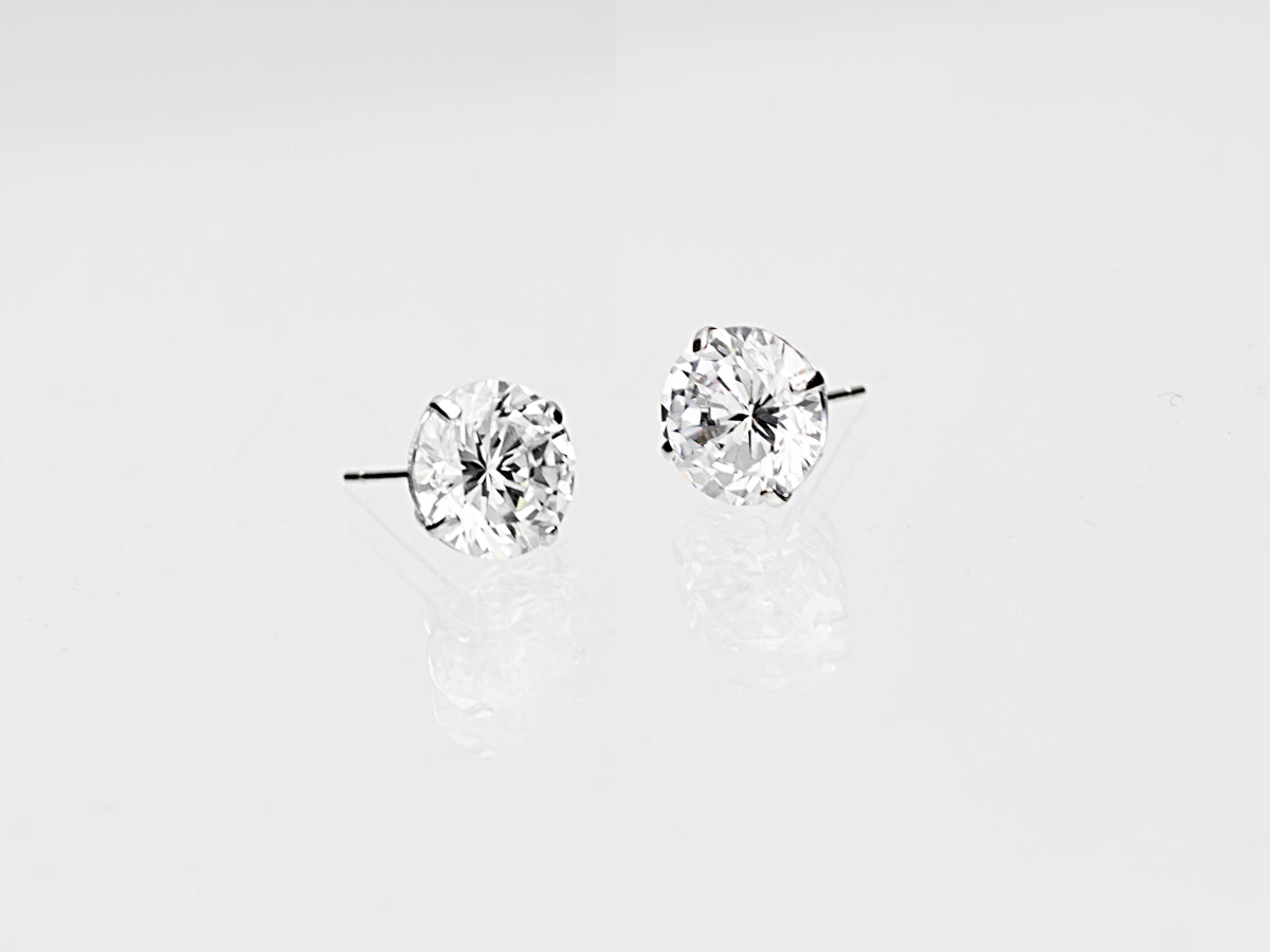 14K Solid Yellow Gold/ White Gold Stud Earring