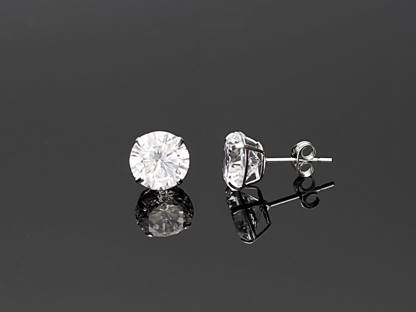 14K Solid Yellow Gold/ White Gold Stud Earring