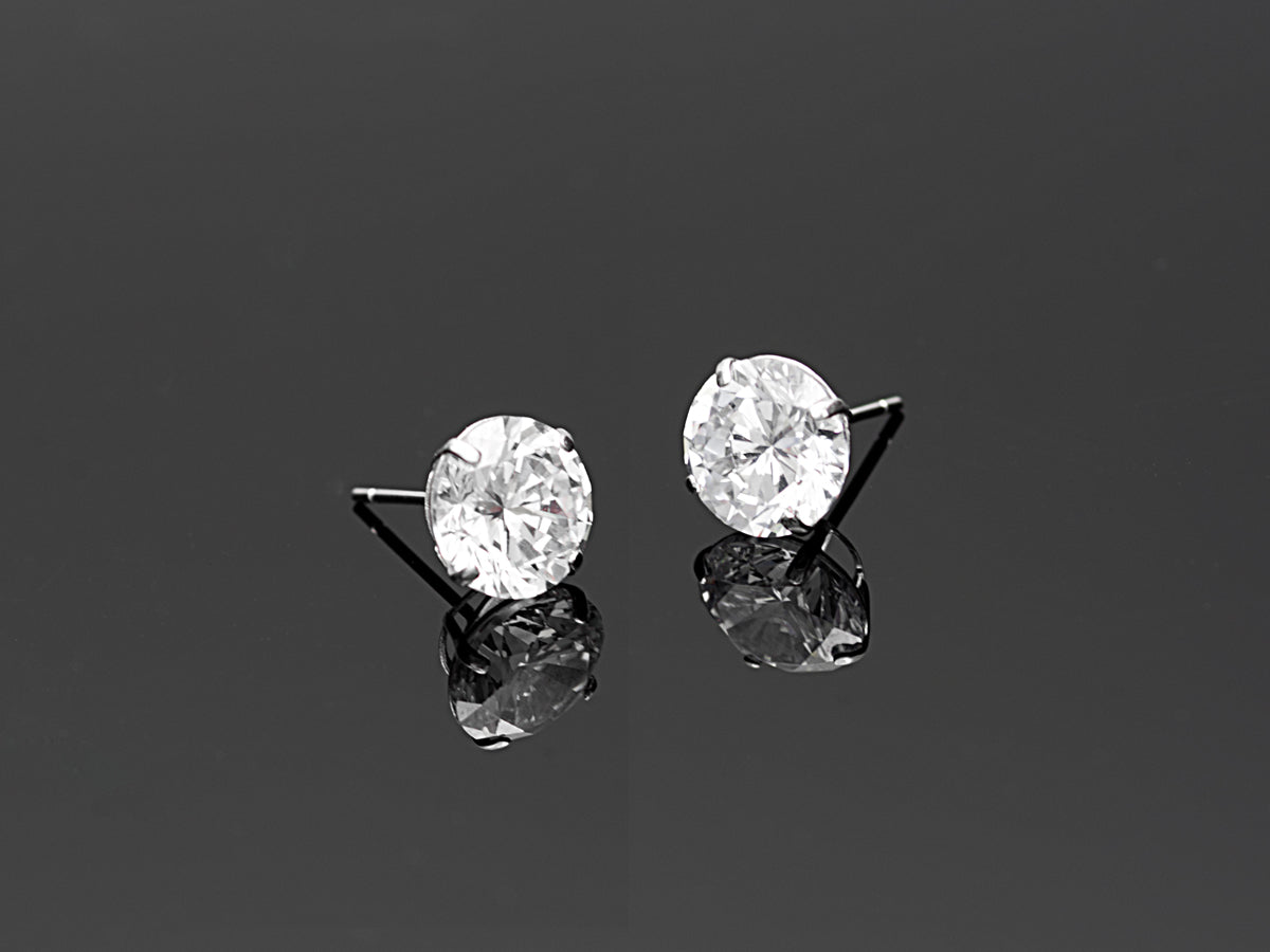 14K Solid Yellow Gold/ White Gold Stud Earring