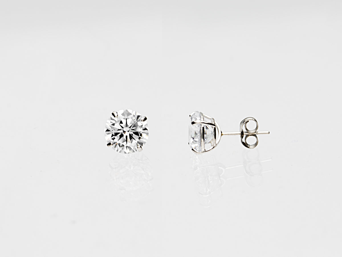 14K Solid Yellow Gold/ White Gold Stud Earring