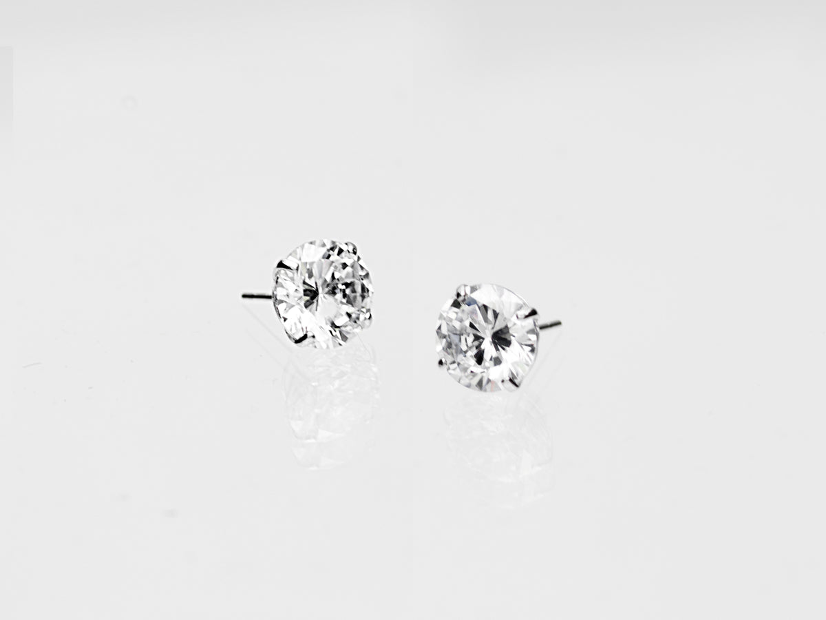 14K Solid Yellow Gold/ White Gold Stud Earring