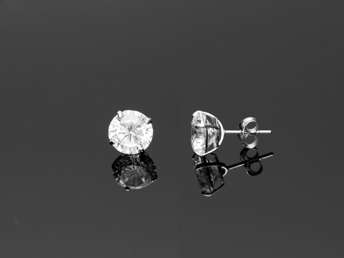 14K Solid Yellow Gold/ White Gold Stud Earring