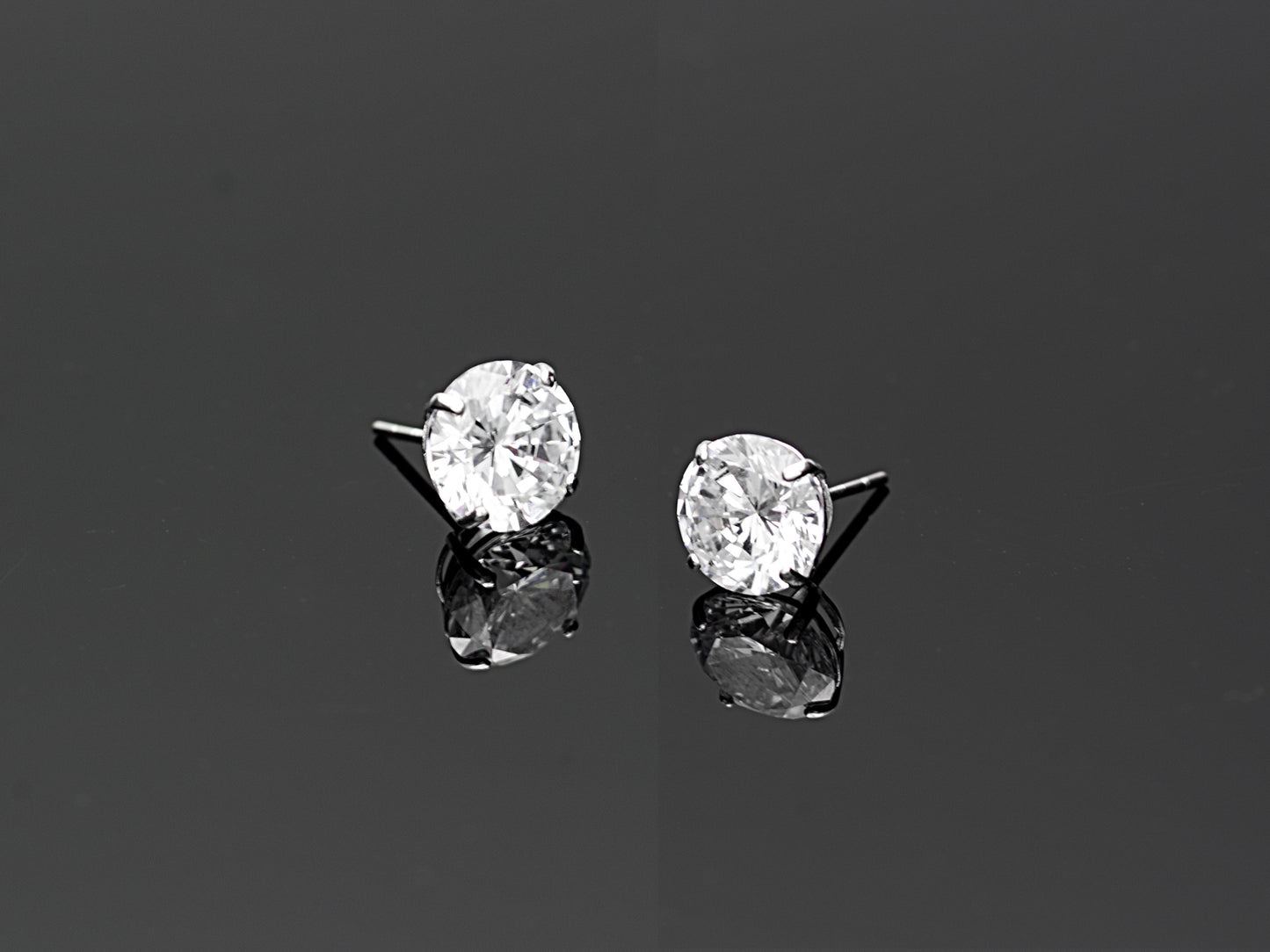 14K Solid Yellow Gold/ White Gold Stud Earring