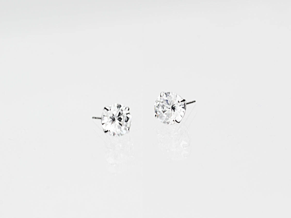 14K Solid Yellow Gold/ White Gold Stud Earring