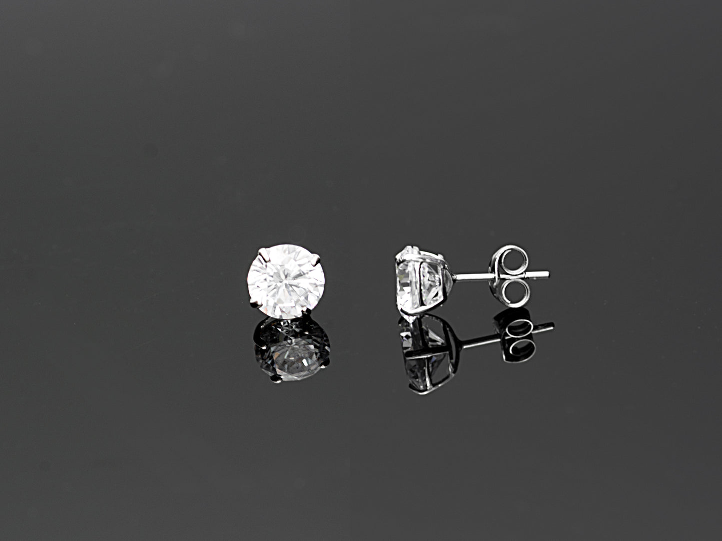 14K Solid Yellow Gold/ White Gold Stud Earring