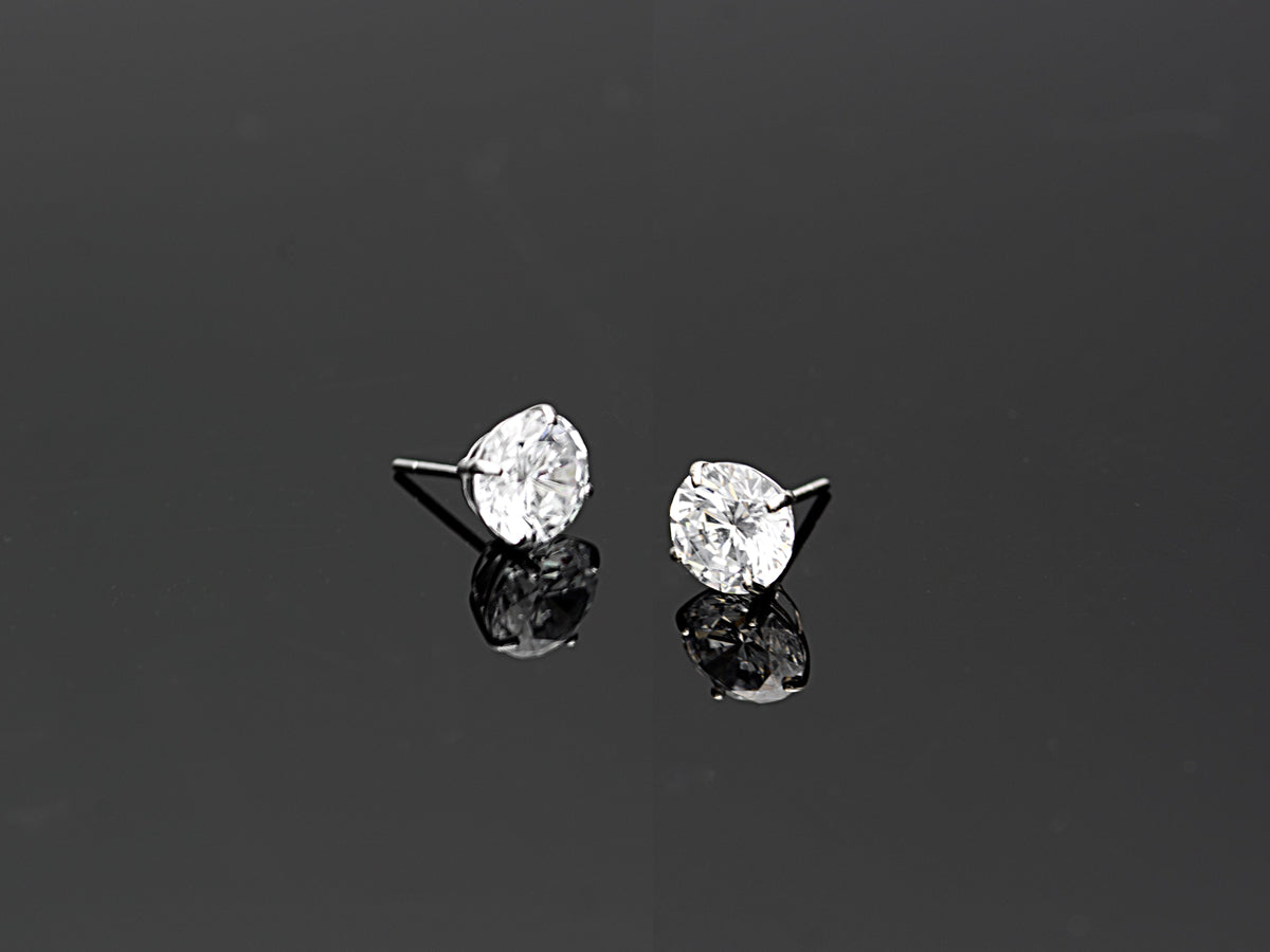 14K Solid Yellow Gold/ White Gold Stud Earring