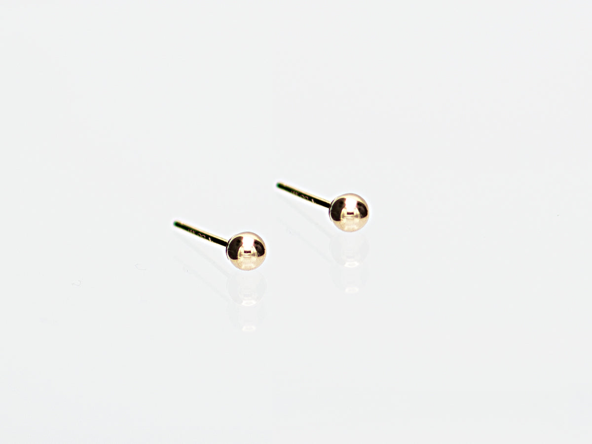 14K Gold Round Ball Earrings