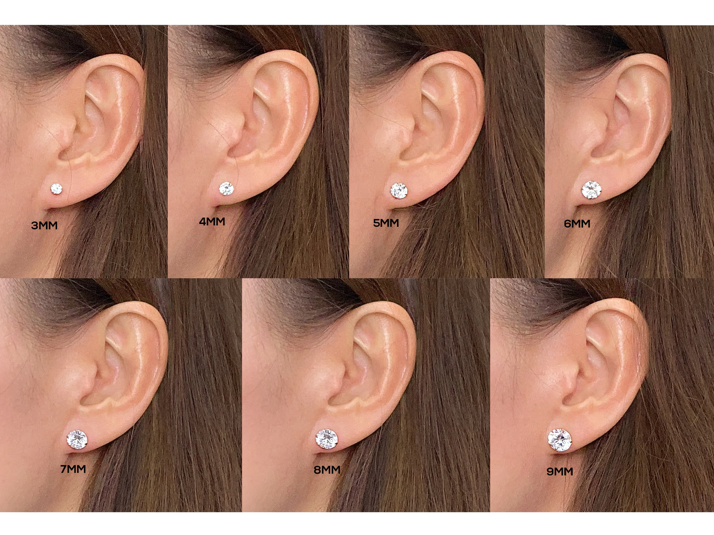 14K Solid Yellow Gold/ White Gold Stud Earring