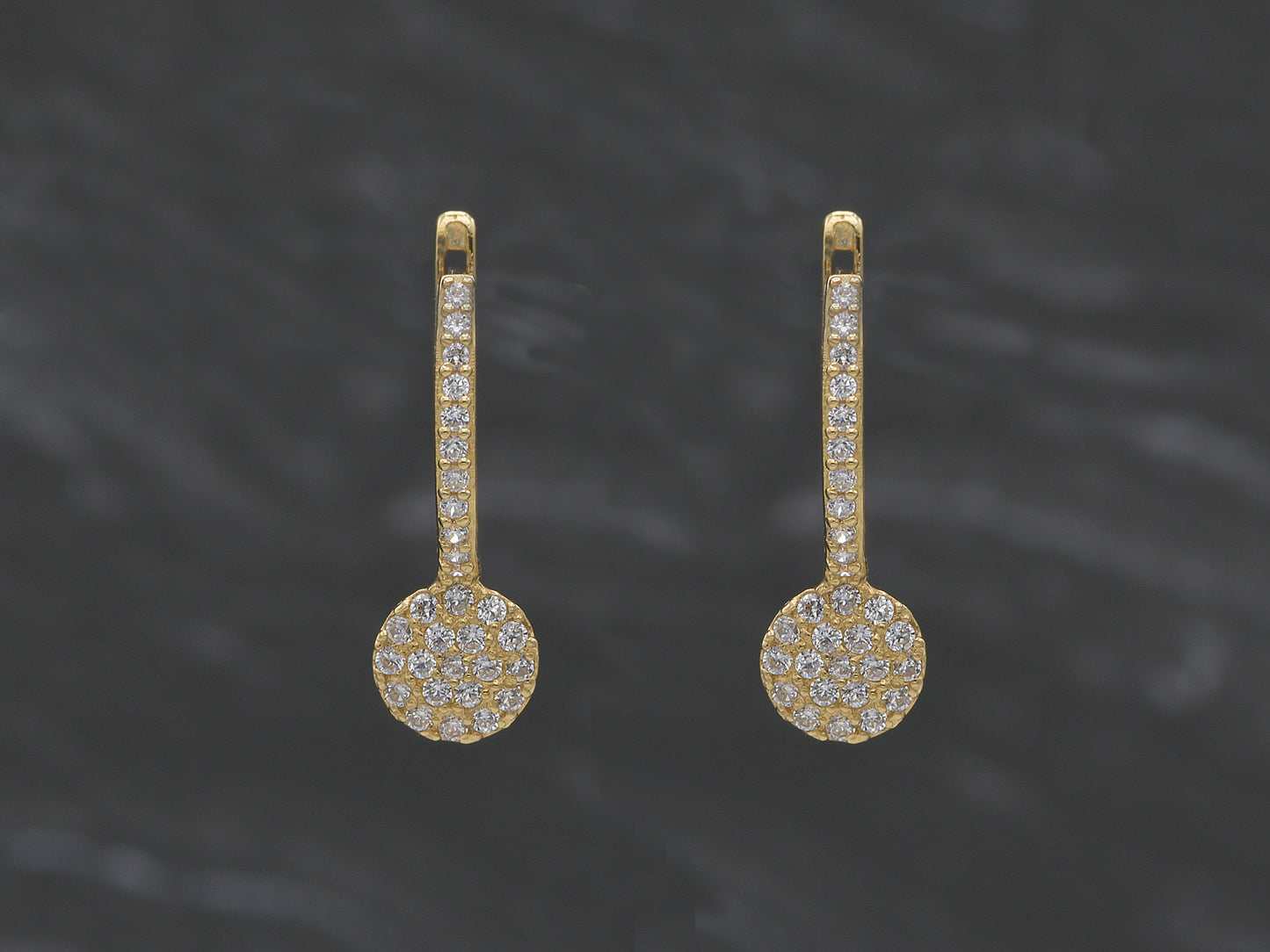 14K solid gold fastened disk earring