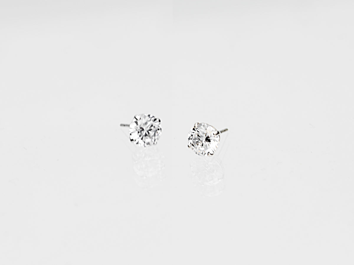 14K Solid Yellow Gold/ White Gold Stud Earring