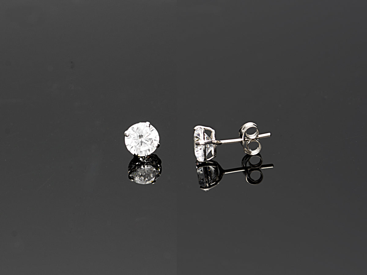 14K Solid Yellow Gold/ White Gold Stud Earring