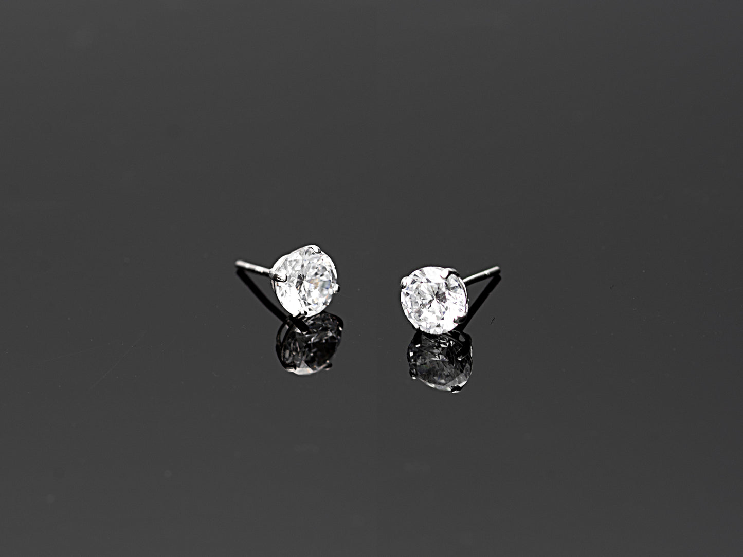 14K Solid Yellow Gold/ White Gold Stud Earring