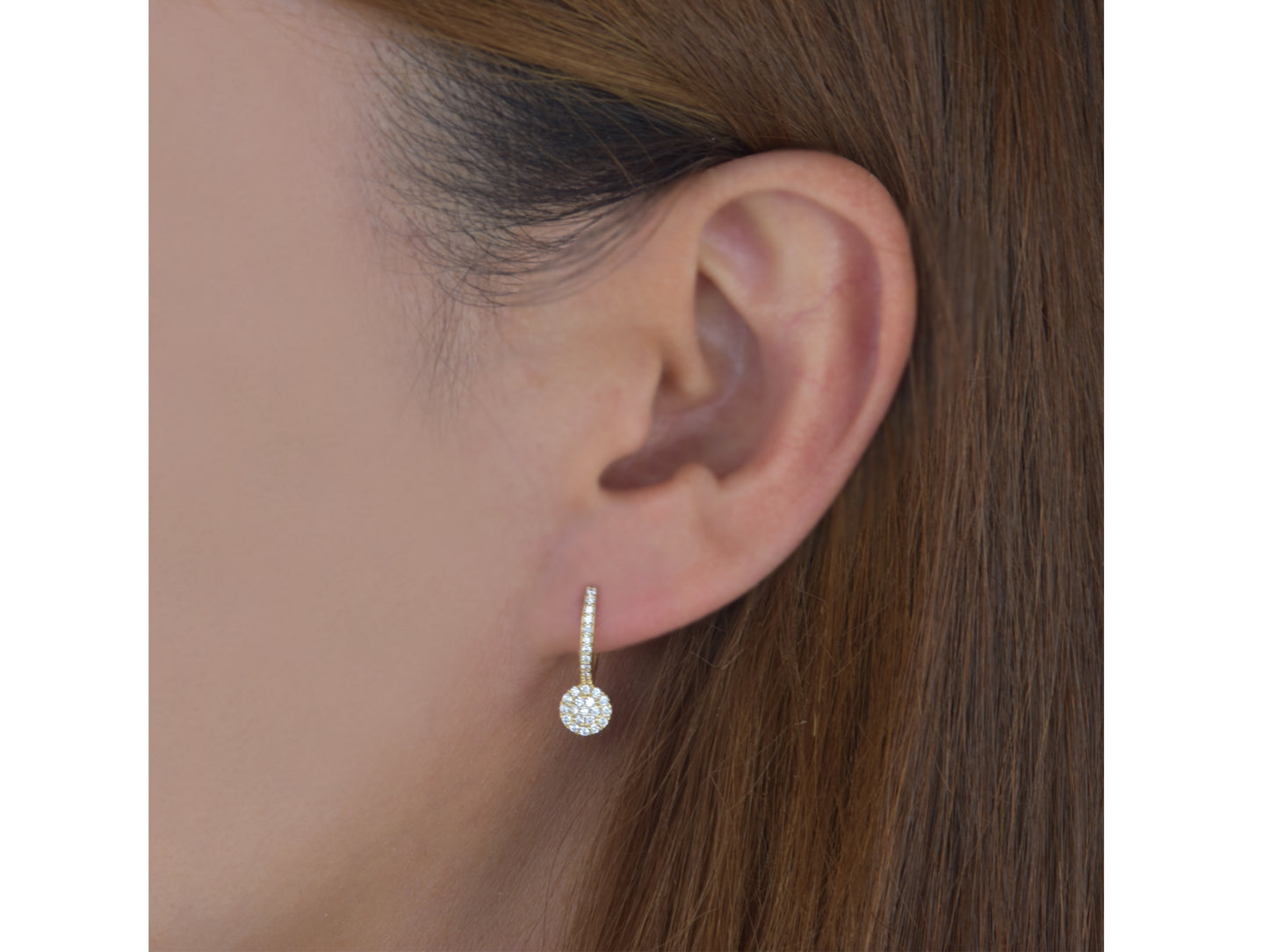 14K solid gold fastened disk earring