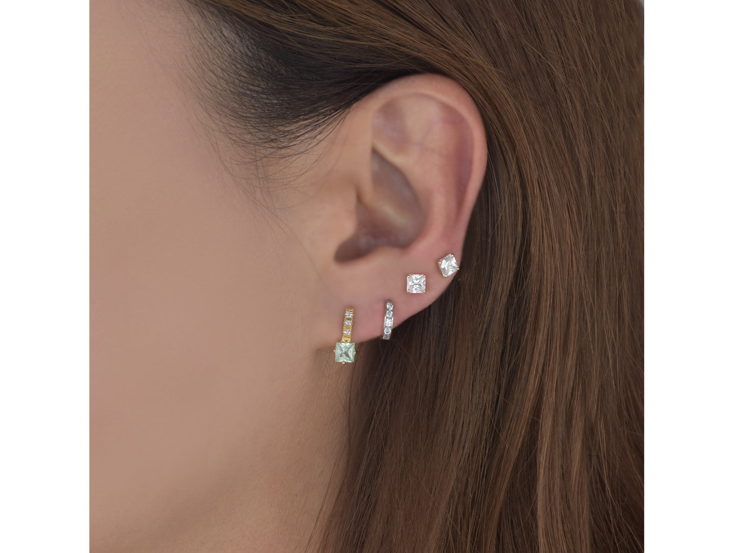 4k solid gold post drop earring with Aquamarine gemstone1