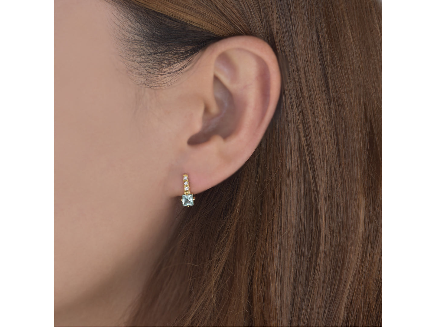 4k solid gold post drop earring with Aquamarine gemstone1