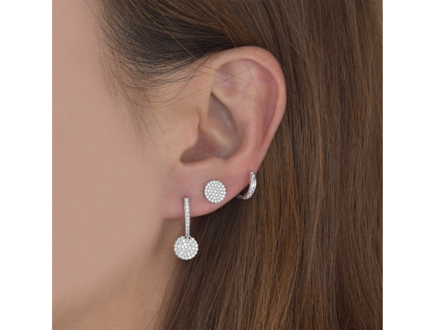 14K solid gold fastened disk earring