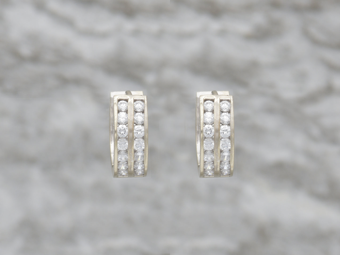 14k Solid White gold Small Huggie Hoop earrings