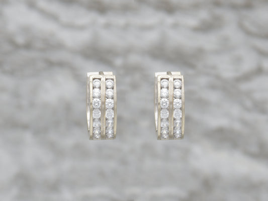 14k Solid White gold Small Huggie Hoop earrings