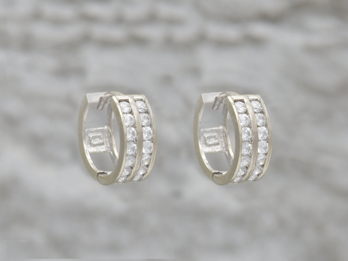 14k Solid White gold Small Huggie Hoop earrings