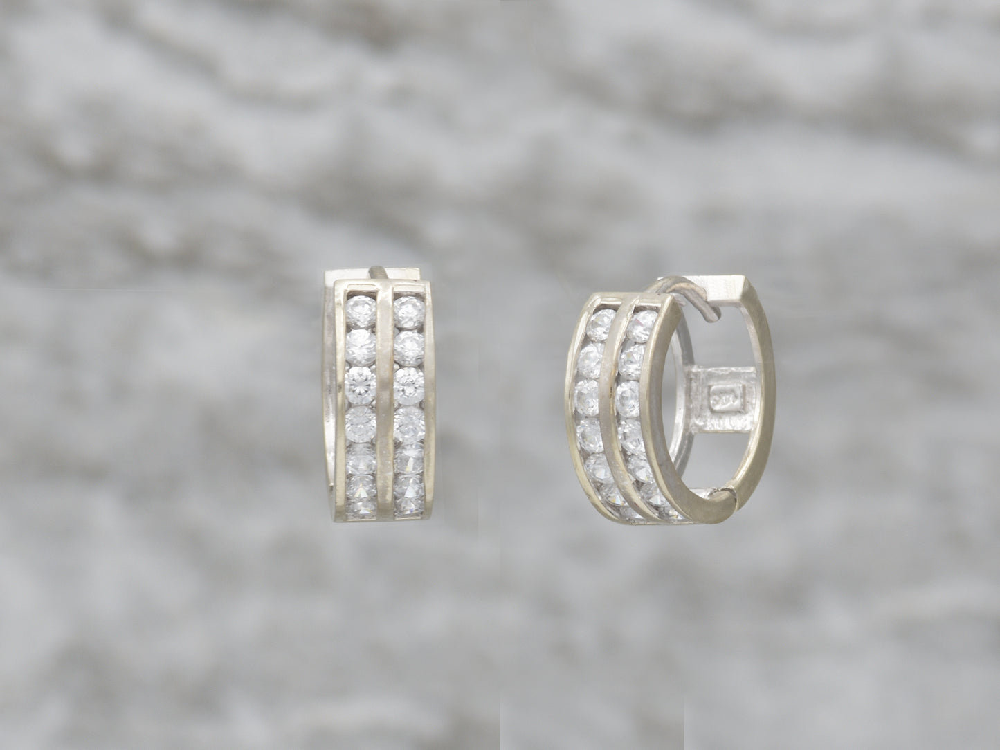 14k Solid White gold Small Huggie Hoop earrings