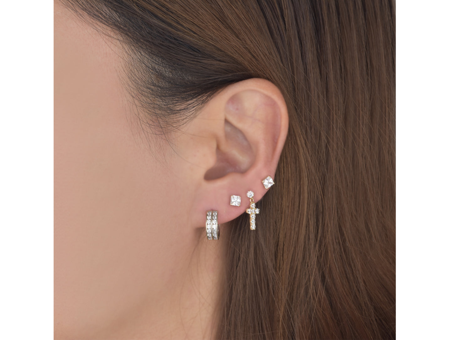 14k Solid White gold Small Huggie Hoop earrings