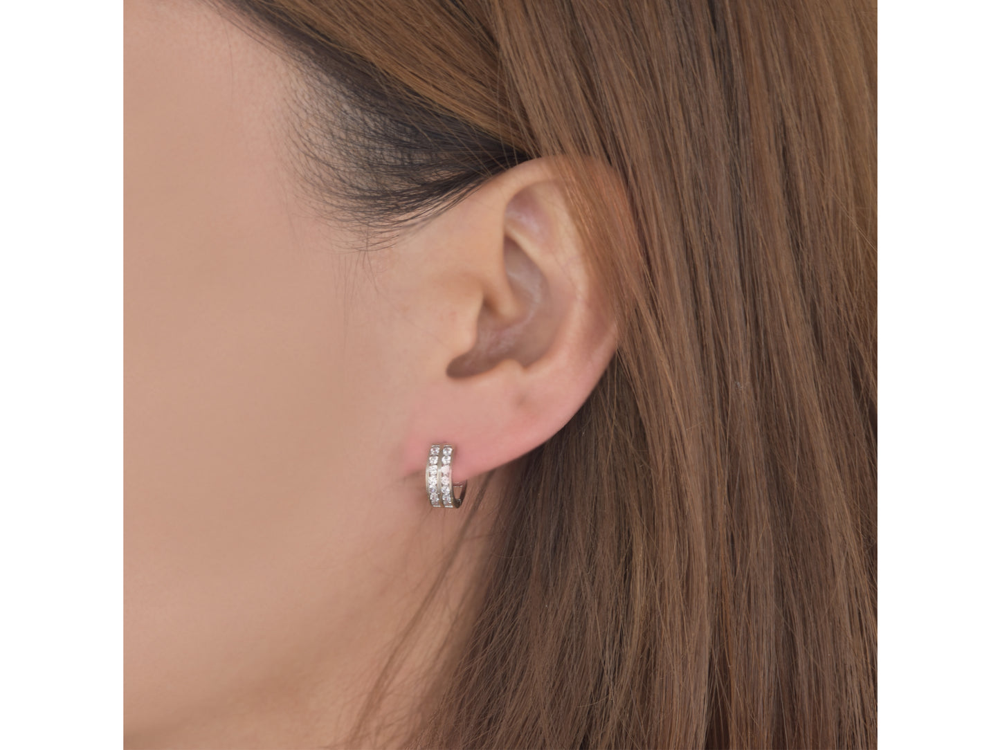 14k Solid White gold Small Huggie Hoop earrings