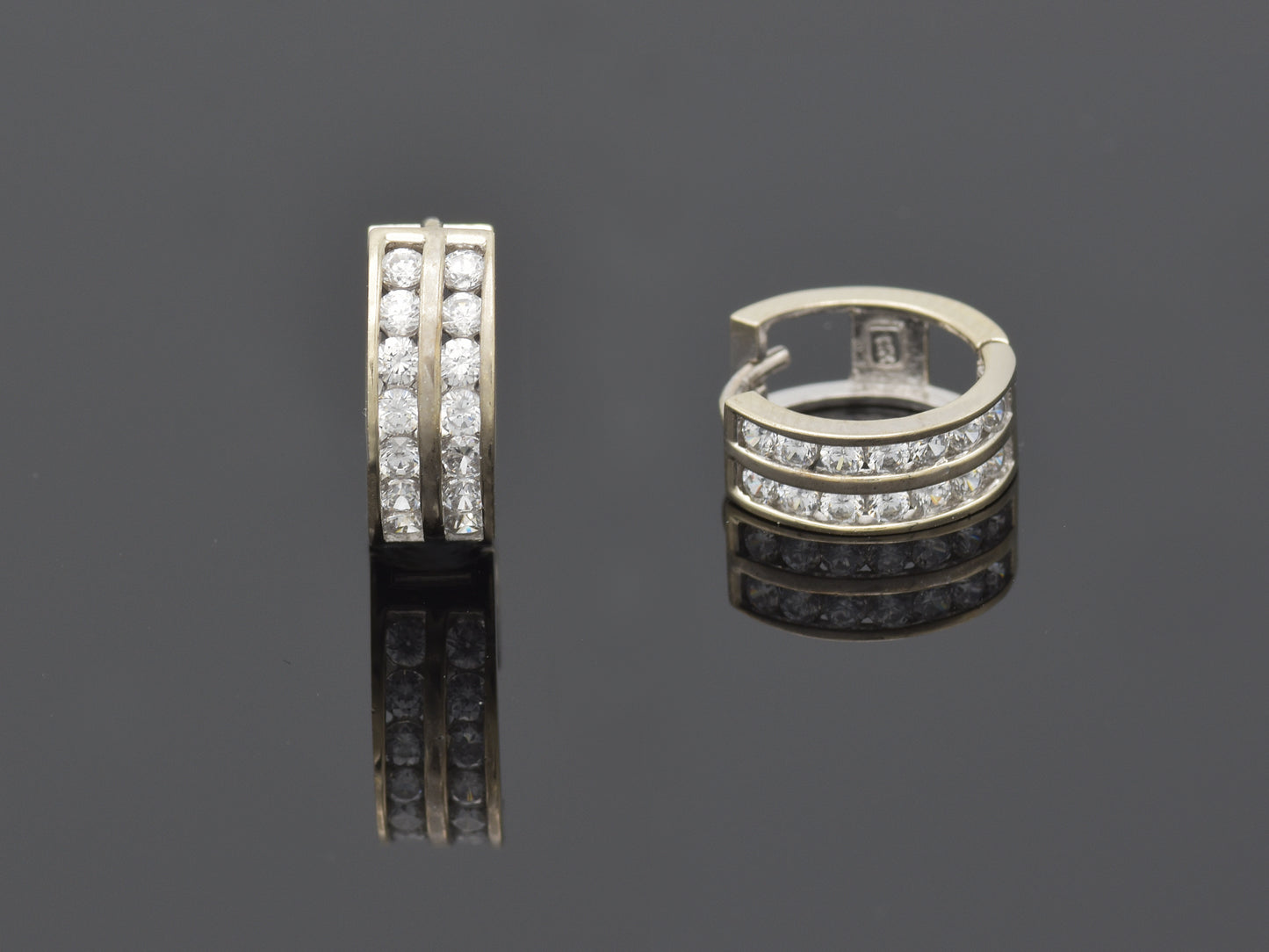 14k Solid White gold Small Huggie Hoop earrings