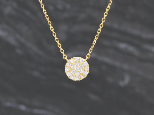14k solid gold circle with cable link chain