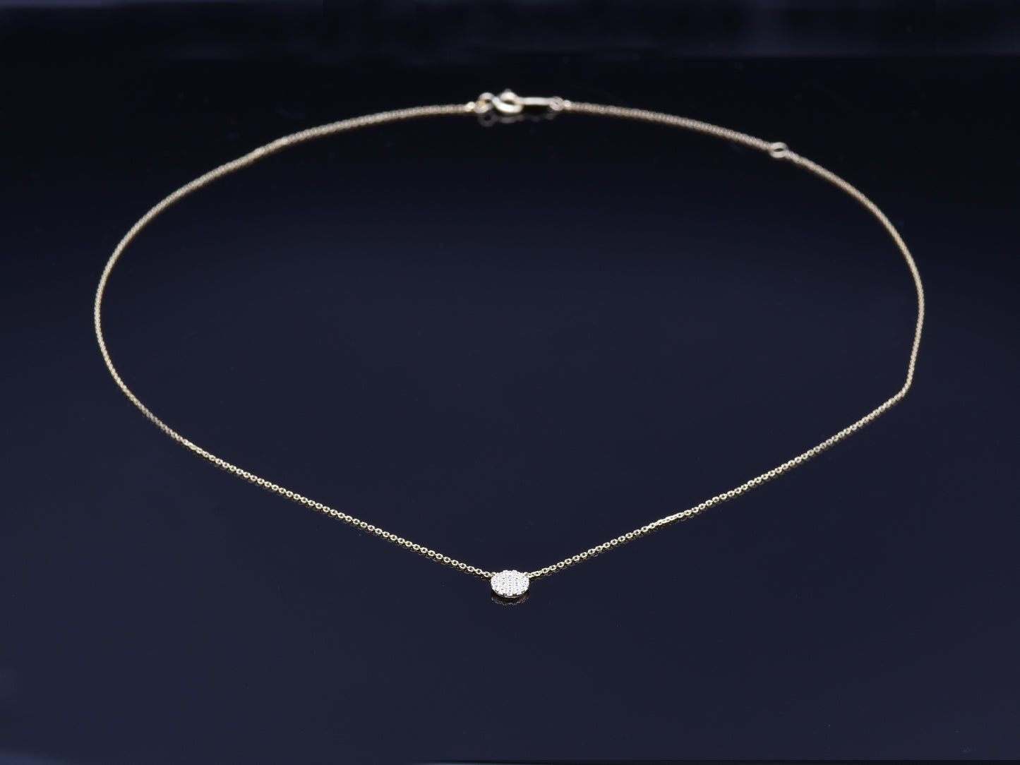 14k solid gold circle with cable link chain