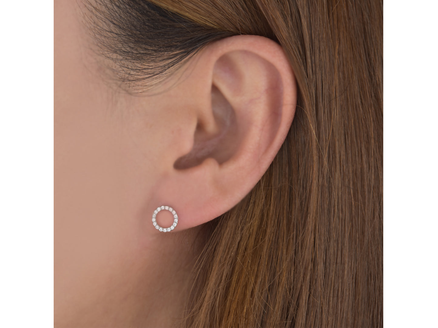 14K Solid White  Yellow gold Halo post earring