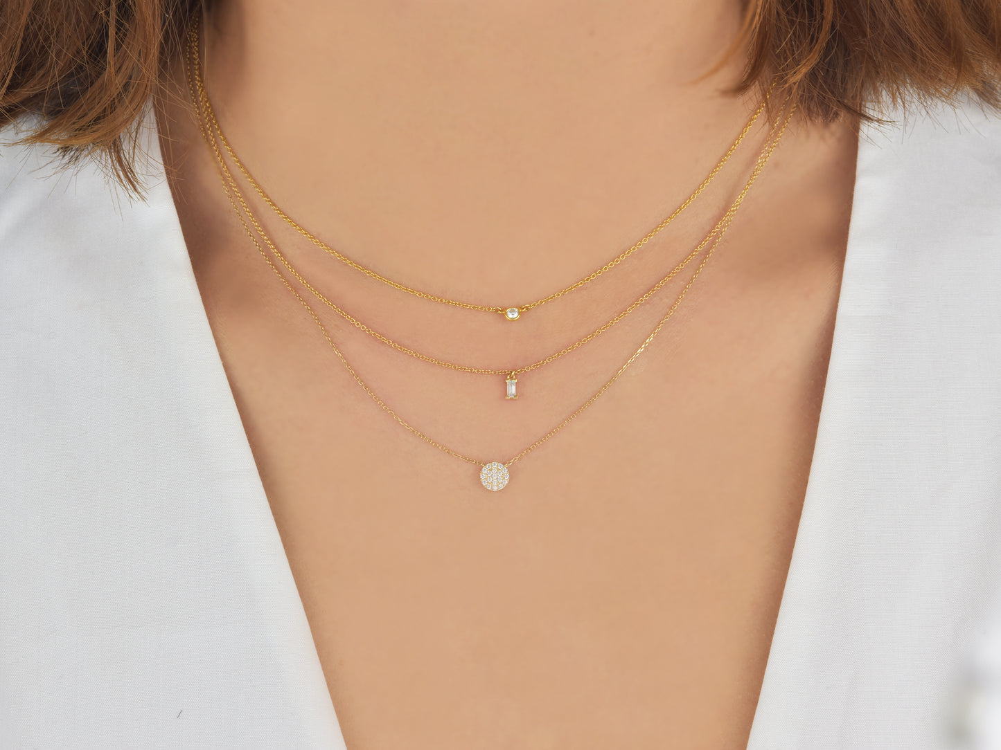 14k solid gold circle with cable link chain