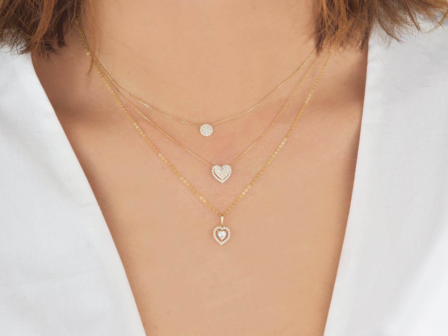 14k solid gold circle with cable link chain