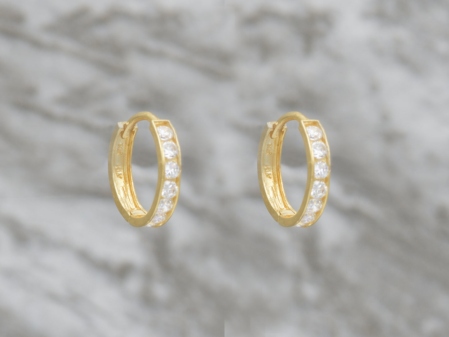 14k solid yellow gold single line earring