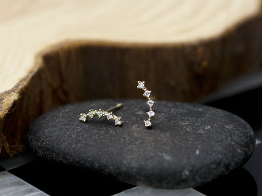 14K solid gold Micro Crawler Minimalist stud earring