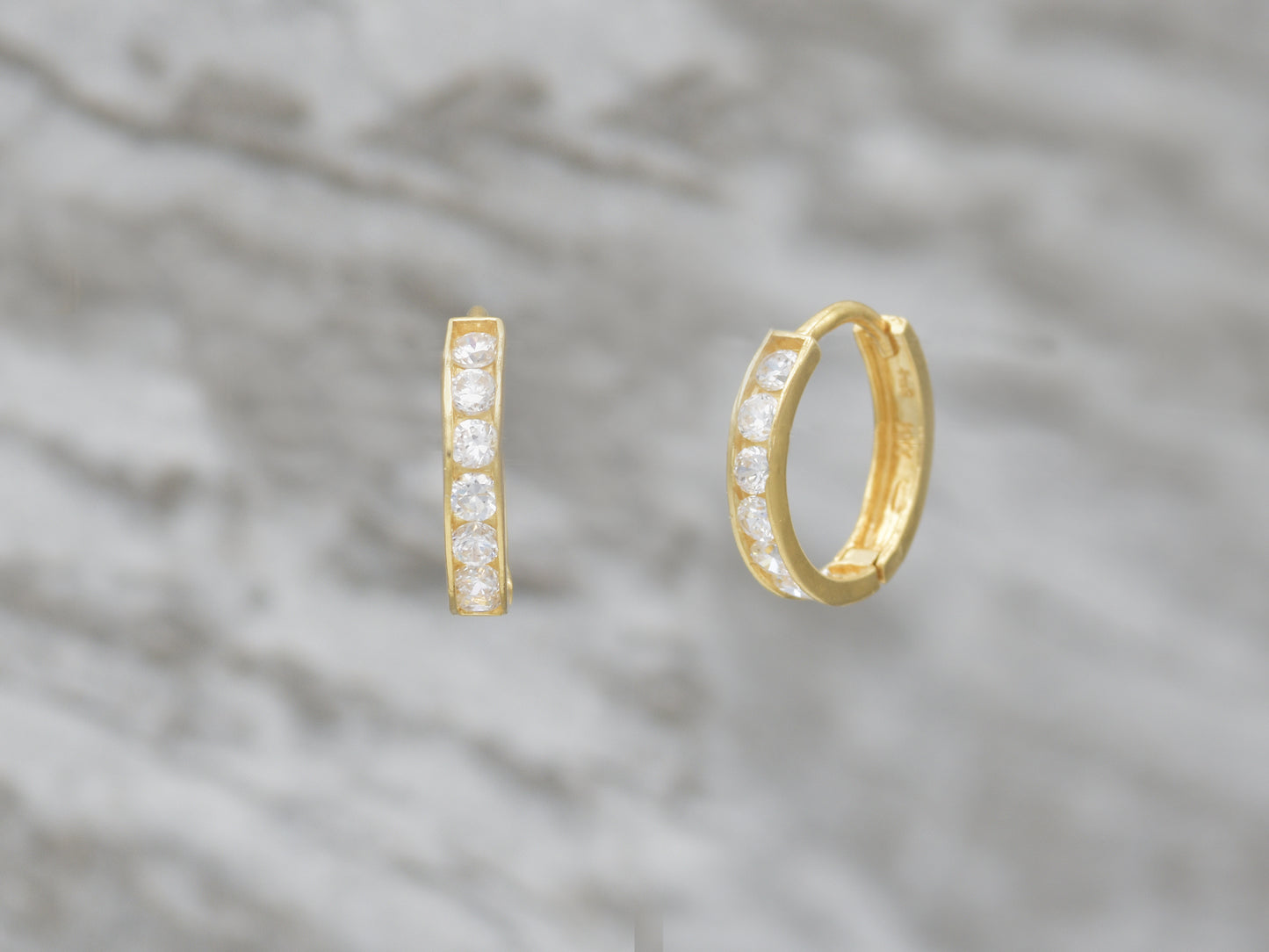 14k solid yellow gold single line earring