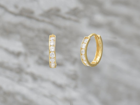 14k solid yellow gold single line earring