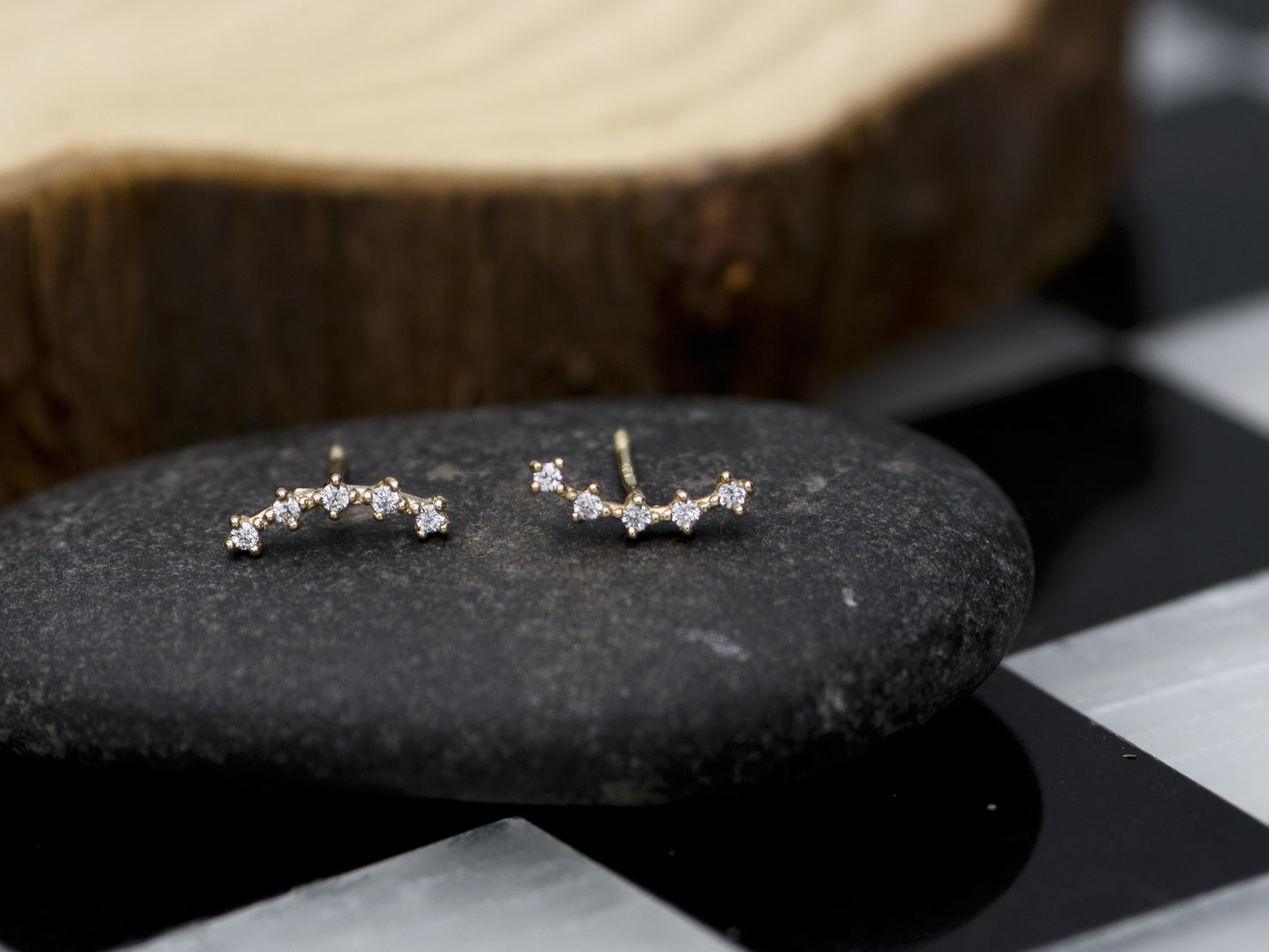 14K solid gold Micro Crawler Minimalist stud earring